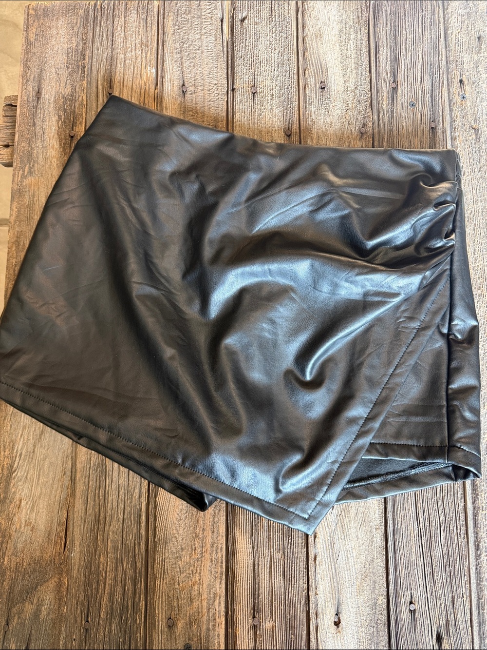 Women’s Black Faux Leather Skort